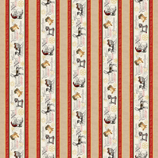 North Pole Express by Pela Studio Season Noel Greetings Stripe Multi NPEX4761-MU Cotton Woven Fabric