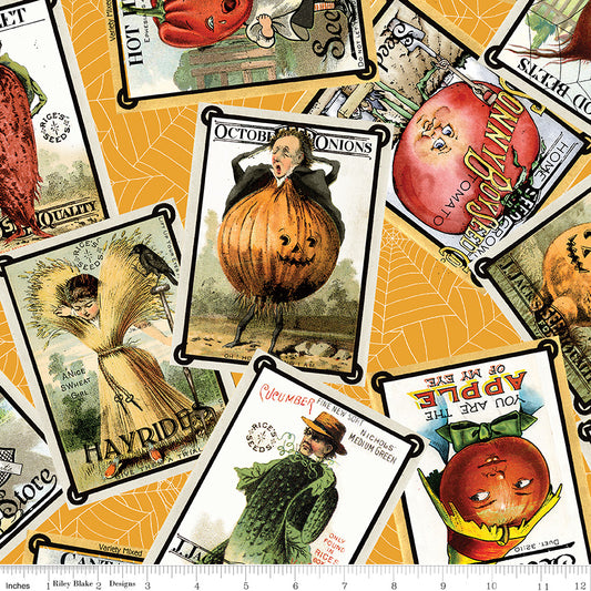 Pumpkin Patch by J. Wecker Frisch Seed Packs Toss Orange    CD14579-ORANGE Cotton Woven Fabric