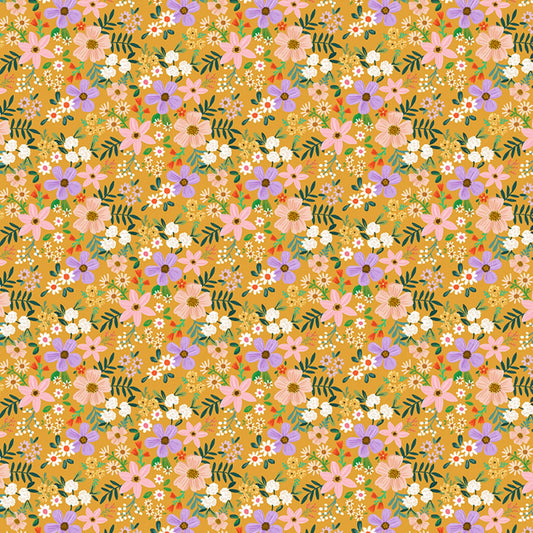 Sew Beautiful by Olivia Gibbs Sew Florals Gold    CD2086-GOLD Cotton Woven Fabric