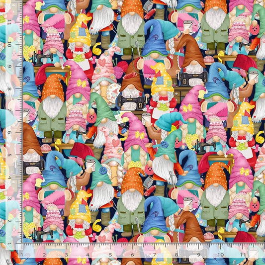 Sew Many Gnomes Sewing Gnomes Packed Multi FUN-CD2485-MULTI Cotton Woven Fabric
