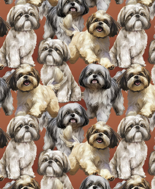 Doggies! Shih Tzu DX-4825-3C-1 Cotton Woven Fabric