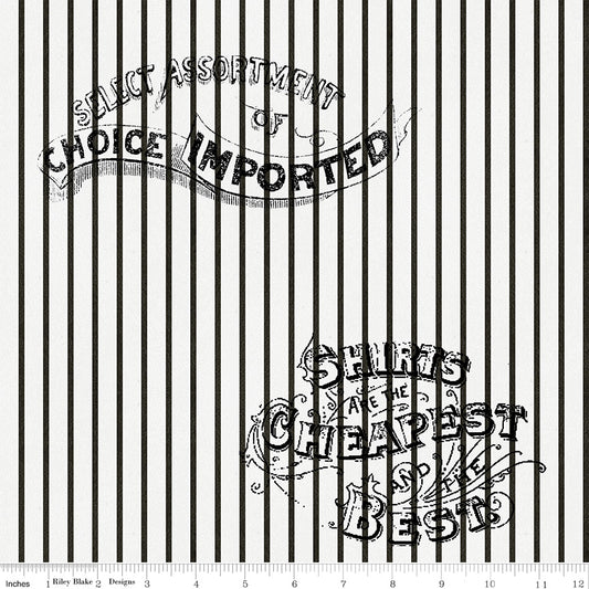 PREORDER ITEM: Pumpkin Patch by J. Wecker Frisch Silver Lining Stripe White    C14581-WHITE Cotton Woven Fabric