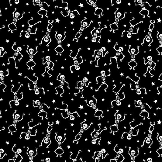 GlowOWeen Glow in the Dark Skeletons Black    12963GB-12 Cotton Woven Fabric