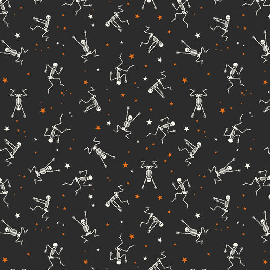 Bad to the Bone by My Minds Eye Skeletons Black Glows in the Dark    GC11921R-BLACK Cotton Woven Fabric