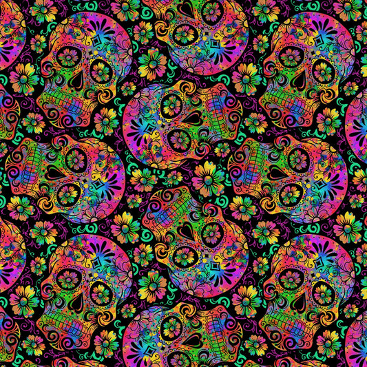 Skull Central Skull Tie Dye Black DX30061C1 Cotton Woven Fabric