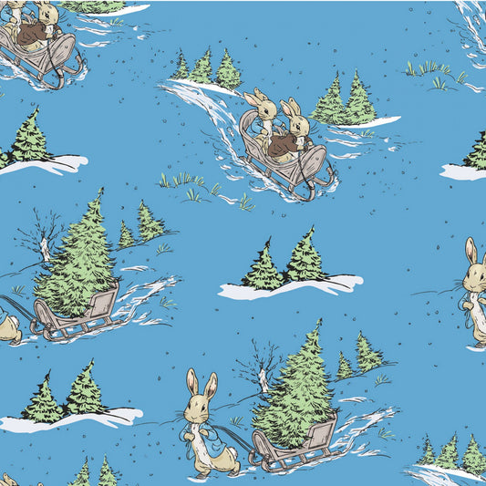 Peter Rabbit The Most Wonderful Time of the Year Sledging Digital 2906C-04 Cotton Woven Fabric