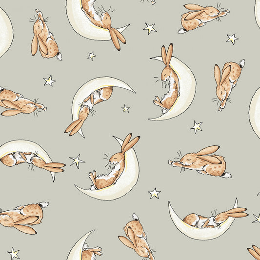 Guess How Much I Love You 2022 by Anita Jeram Sleepy Hares Taupe    Y3684-61 Cotton Woven Fabric
