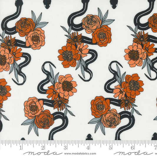 PREORDER ITEM - EXPECTED APRIL 2024: Noir by Alli K Design Slithering Snakes Ghost Pumpkin    11542-11 Cotton Woven Fabric