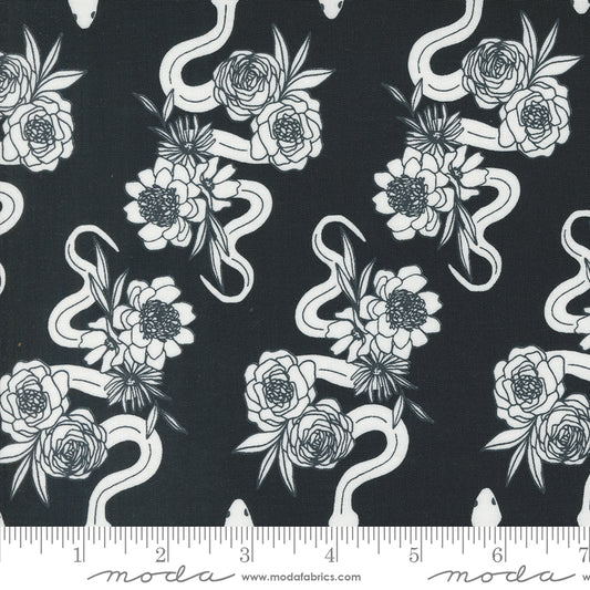 PREORDER ITEM - EXPECTED APRIL 2024: Noir by Alli K Design Slithering Snakes Midnight Ghost    11542-13 Cotton Woven Fabric