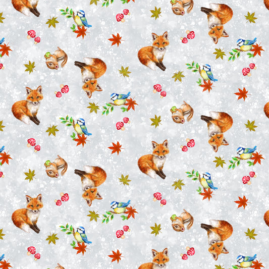 Auburn Fox by Kayomi Harai Small Critter White    6226-1 Cotton Woven Fabric