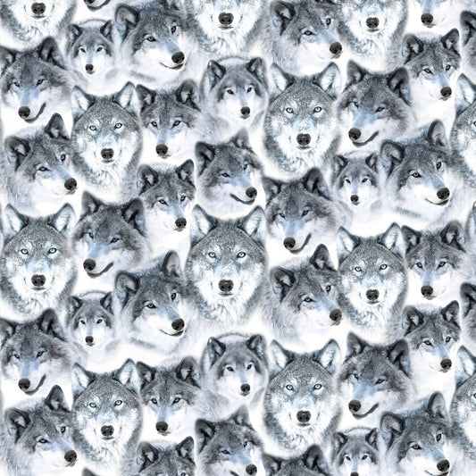 Mountain Air Snow Packed Wolves    CD1645-SNOW Cotton Woven Fabric