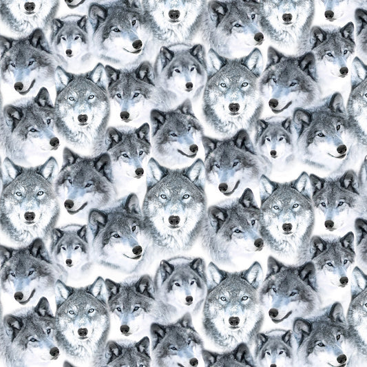 Mountain Air Snow Packed Wolves CD1645-SNOW Cotton Woven Fabric