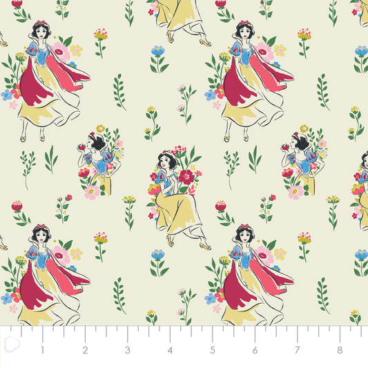 Licensed Snow White and the Seven Dwarfs Snow White Meadow Cream 85102001-01 Cotton Woven Fabric