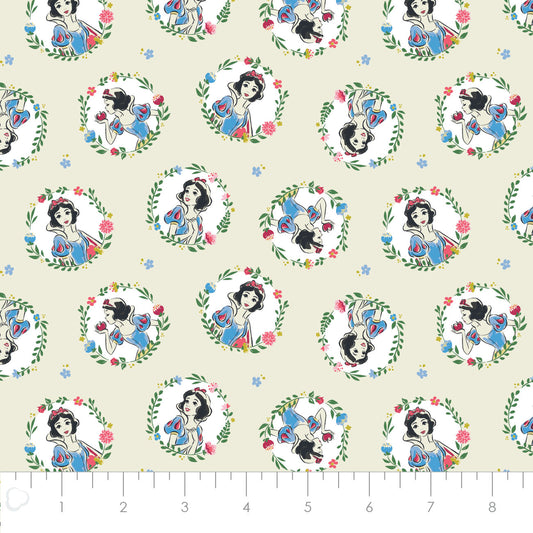 Licensed Snow White and the Seven Dwarfs Snow White Wreaths Cream   85102002-01 Cotton Woven Fabric