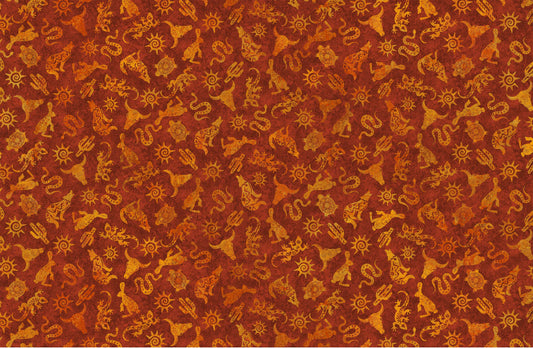 Sun Valley 2 Stonehenge by Linda Ludovico Southwest Animal Toss Red DP24375-24 Cotton Woven Fabric