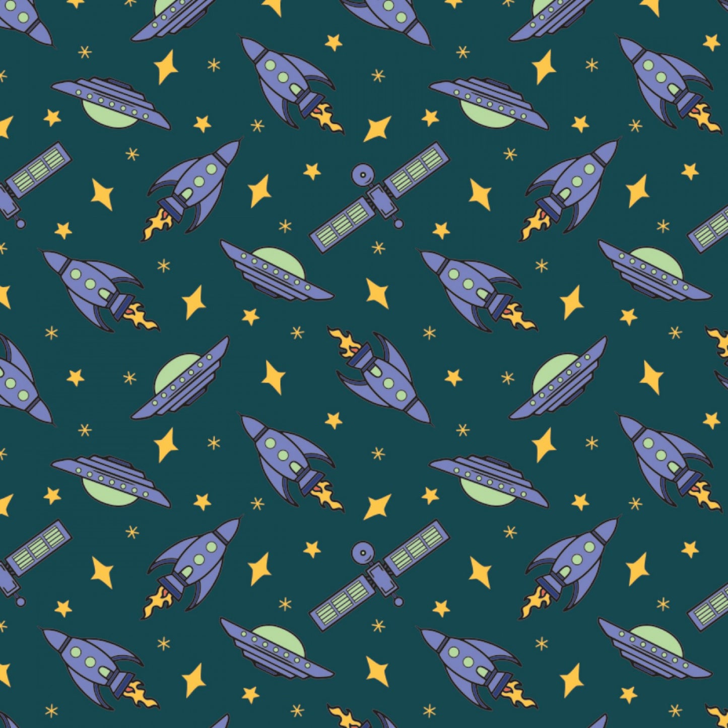 I Want to Believe Space Exploration Teal    21210502-2 Cotton Woven Fabric