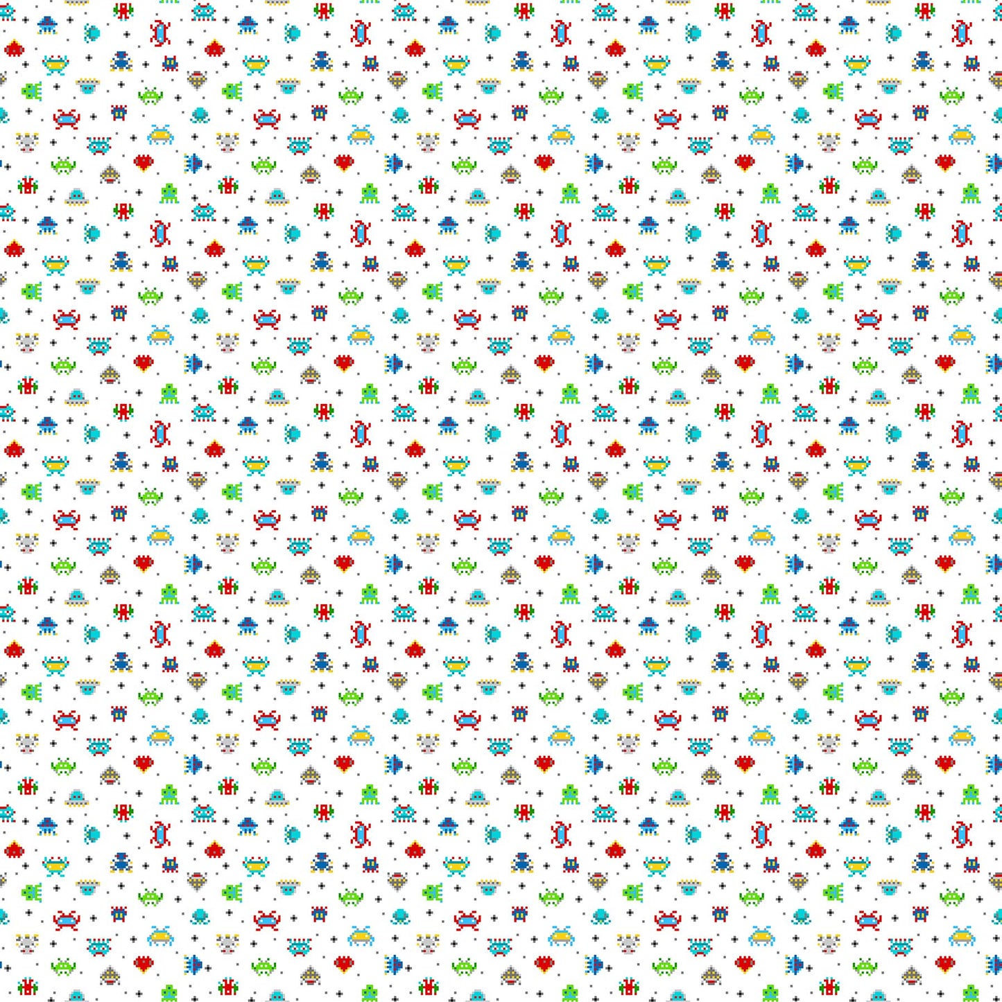 Gaming Zone Space Invaders White    24572-10 Cotton Woven Fabric