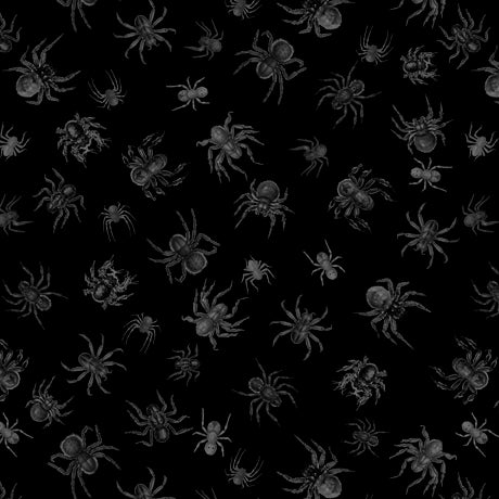 Creepsville by Morris Creative Group Spider Toss Black 30207J Cotton Woven Fabric