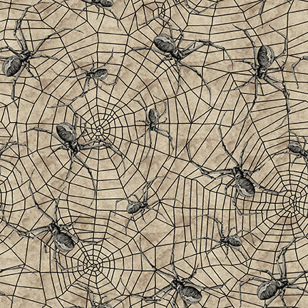 Deja Boo by Satin Moon Designs Spiders Taupe 2162-39 Cotton Woven Fabric