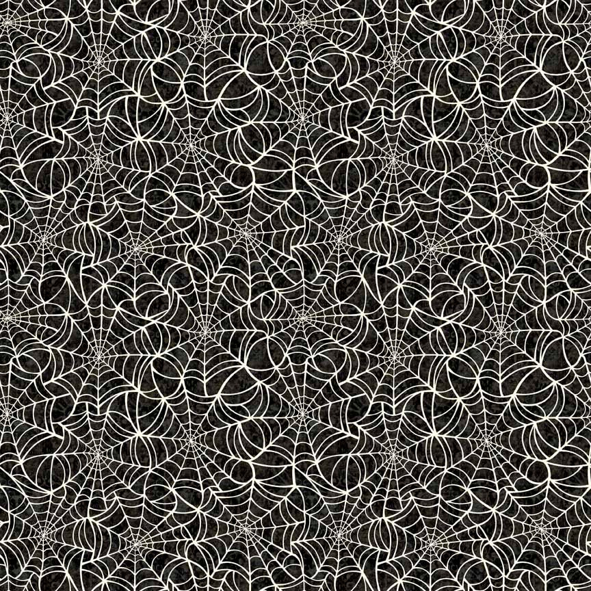 New Arrival: Creepsville by Morris Creative Group Spiderweb Charcoal    30206K Cotton Woven Fabric