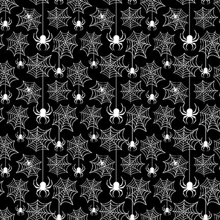 Old Salem’s Black Hat Society Glow in the Dark by Shelly Comiskey Spiderweb Black   323G-99 Cotton Woven Fabric