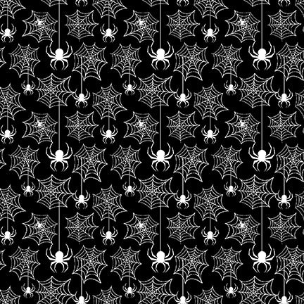 Old Salem’s Black Hat Society Glow in the Dark by Shelly Comiskey Spiderweb Black 323G-99 Cotton Woven Fabric