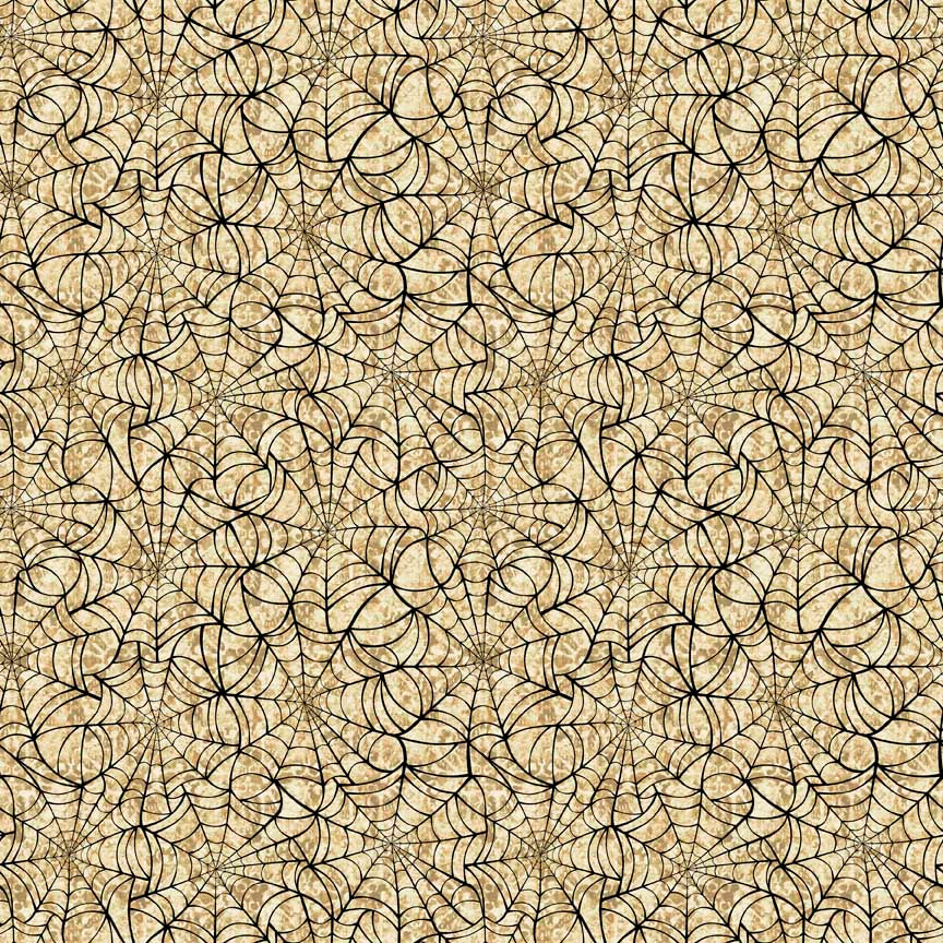 New Arrival: Creepsville by Morris Creative Group Spiderweb Tan    30206A Cotton Woven Fabric