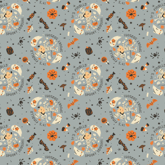 Licensed Disney Mickey & Friends Halloween Collection Spooky Season Grey    85271092-01 Cotton Woven Fabric