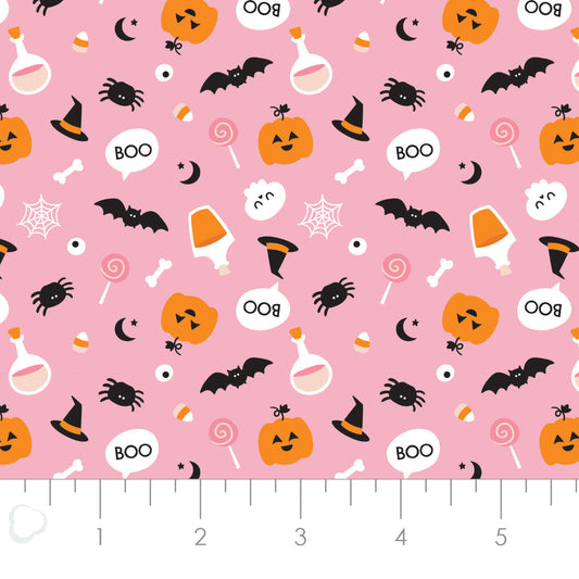 Hey Boo Spooky Season Pink 21211002-02 Cotton Woven Fabric