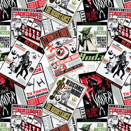 Licensed Disney Character Posters Star Wars Vintage Poster Stack 73010409-01 Cotton Woven Fabric