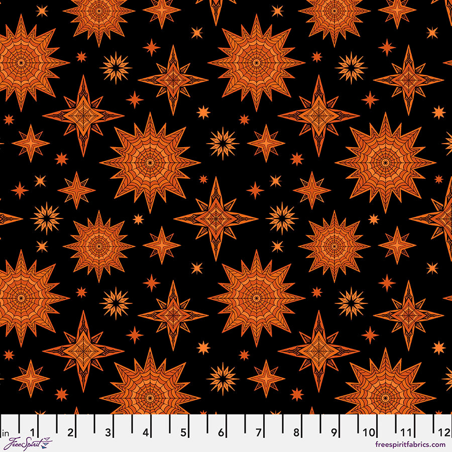 Scaredy Cat by Rachel Hauer Star Webs    PWRH034.BLACK Cotton Woven Fabric