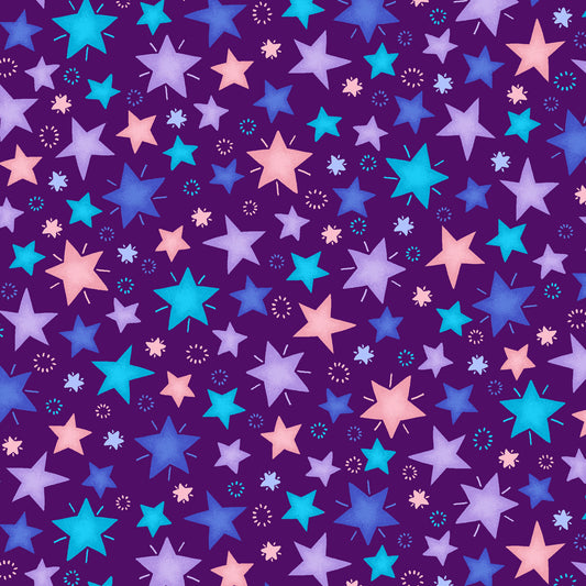 Sparkle Like a Unicorn by Danielle Hartgers Stars Dk. Purple 1861-55 Cotton Woven Fabric