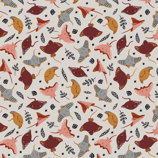 Water Babies by Sugarly Designs Sting Rays Allover Medium Gray 6685-90 Cotton Woven Fabric