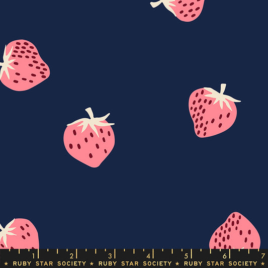 Strawberry Friends by Kimberly Kight of Ruby Star Society Strawberry Navy Rayon  RS3044-15R