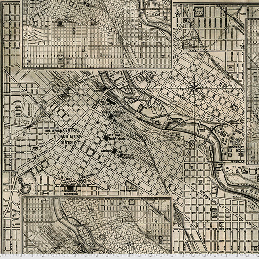 Eclectic Elements by Tim Holtz 108" Combed Wideback Street Maps 100% Combed Cotton Wideback Quilt Backing QBTH008.BLACK Cotton Woven Wideback