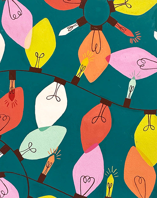 Christmas Time String of Lights Green 9018c (Light bulbs are about 2.25" long) 9018c Cotton Woven Fabric