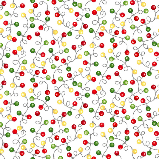 Merry Town by Sharla Fults String of Lights White    6362-6 Cotton Woven Fabric