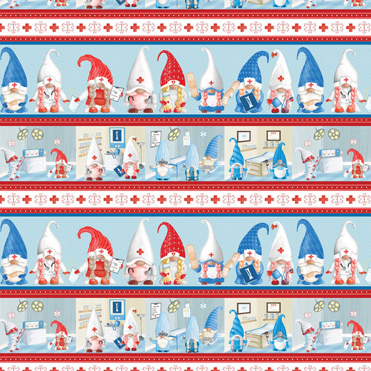 Caring Gnomes by Andi Metz Stripe    14110B-99 Cotton Woven Fabric
