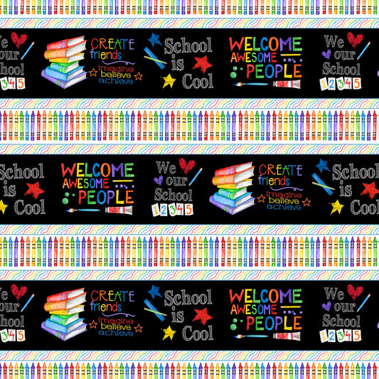 School is Cool by Nancy Mink Stripe Repeating Multi 33872-913 Cotton Woven Fabric