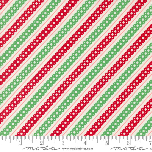 PREORDER ITEM - EXPECTED MAY 2024: Kitty Christmas by Urban Chiks Stripe Stripes Snow    31205.11 Cotton Woven Fabric