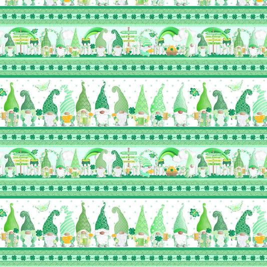 Lucky Gnomes by Andi Metz Stripe White 12661B-90 Cotton Woven Fabric