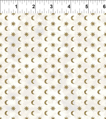 The Sun, the Moon, and the Stars! by Jason Yenter Sun & Moon Small Cream     12SMS-1 Cotton Woven Fabric