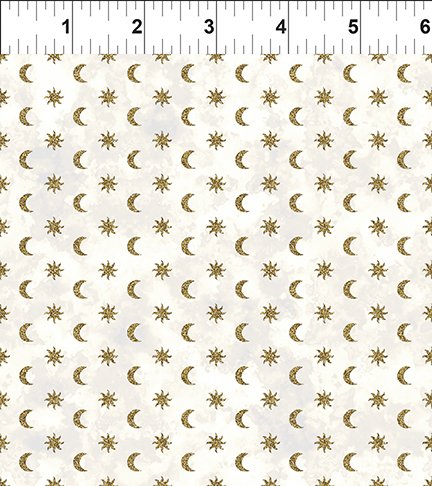 The Sun, the Moon, and the Stars! by Jason Yenter Sun & Moon Small Cream 12SMS-1 Cotton Woven Fabric