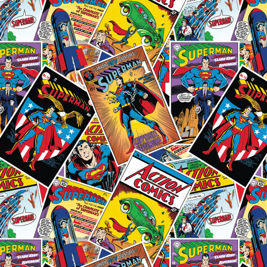 New Arrival: Licensed Disney Character Posters Superman Comic Stack Toss    23500301-01 Cotton Woven Fabric