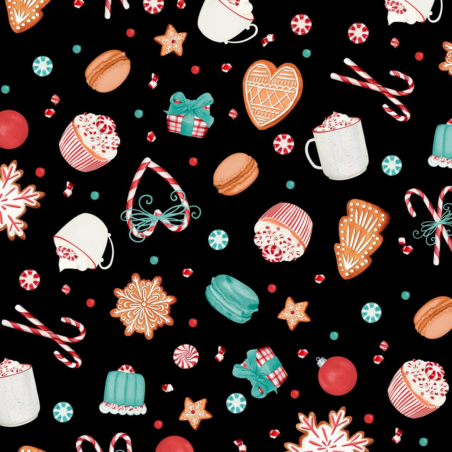 Peppermint Parlor by Danielle Leone Sweets Toss Black    27636-937 Cotton Woven Fabric