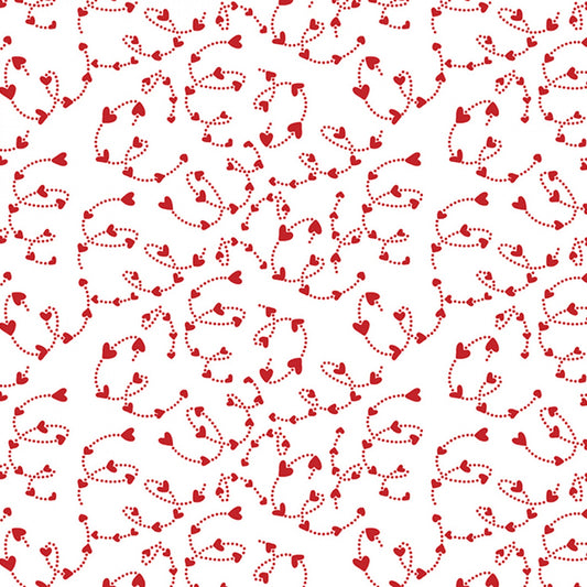 Caring Gnomes by Andi Metz Swirling Hearts White 14115B-09 Cotton Woven Fabric