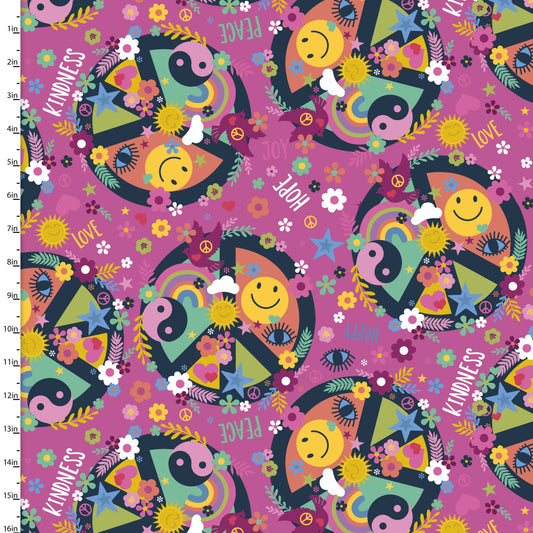 Rainbow Rhythm by Lisa Perry Swirling Peace 20700-MGN-CTN-D Cotton Woven Fabric