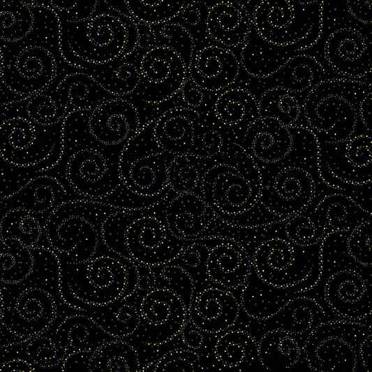 Esperanza Swirly Stars    CM5526-BLACK Cotton Woven Fabric