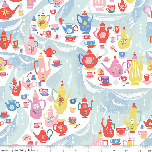 Down the Rabbit Hole by Jill Howath Tea Party Multi    C12943-MULTI Cotton Woven Fabric