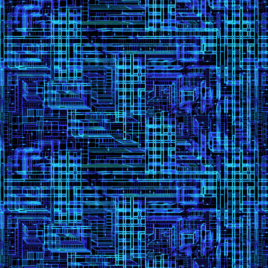 Disco-Tech Techno Maze Blue    6933-77 Cotton Woven Fabric